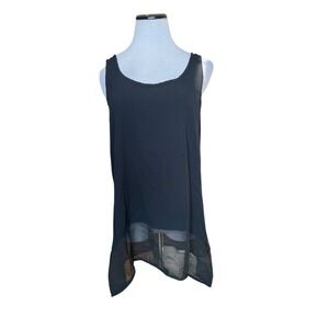 Vintage 90s Y2K Ghost Black Sheer Longline Tank Top Size L Minimalist Lagenlook